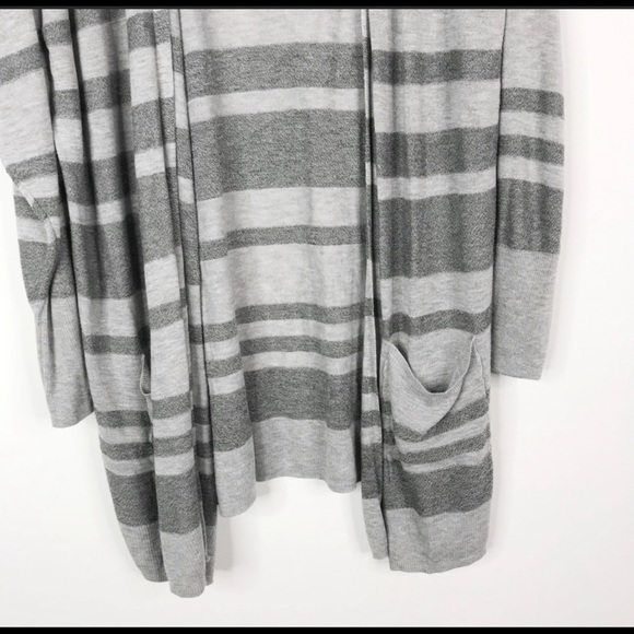 Ava & Viv Striped Duster Cardigan Sweater Gray 2X - Picture 4 of 7